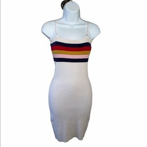Dress Vintage rainbow stripe knit body con summer dress mini